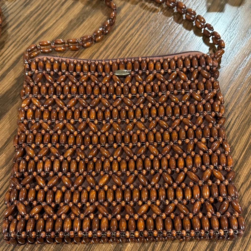 Scala Chestnut Beaded Crossbody Bag